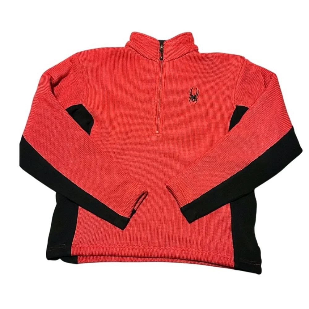 Spyder Men’s 1/4 Zip Pullover Performance Fleece Sweater Size S Red & Black